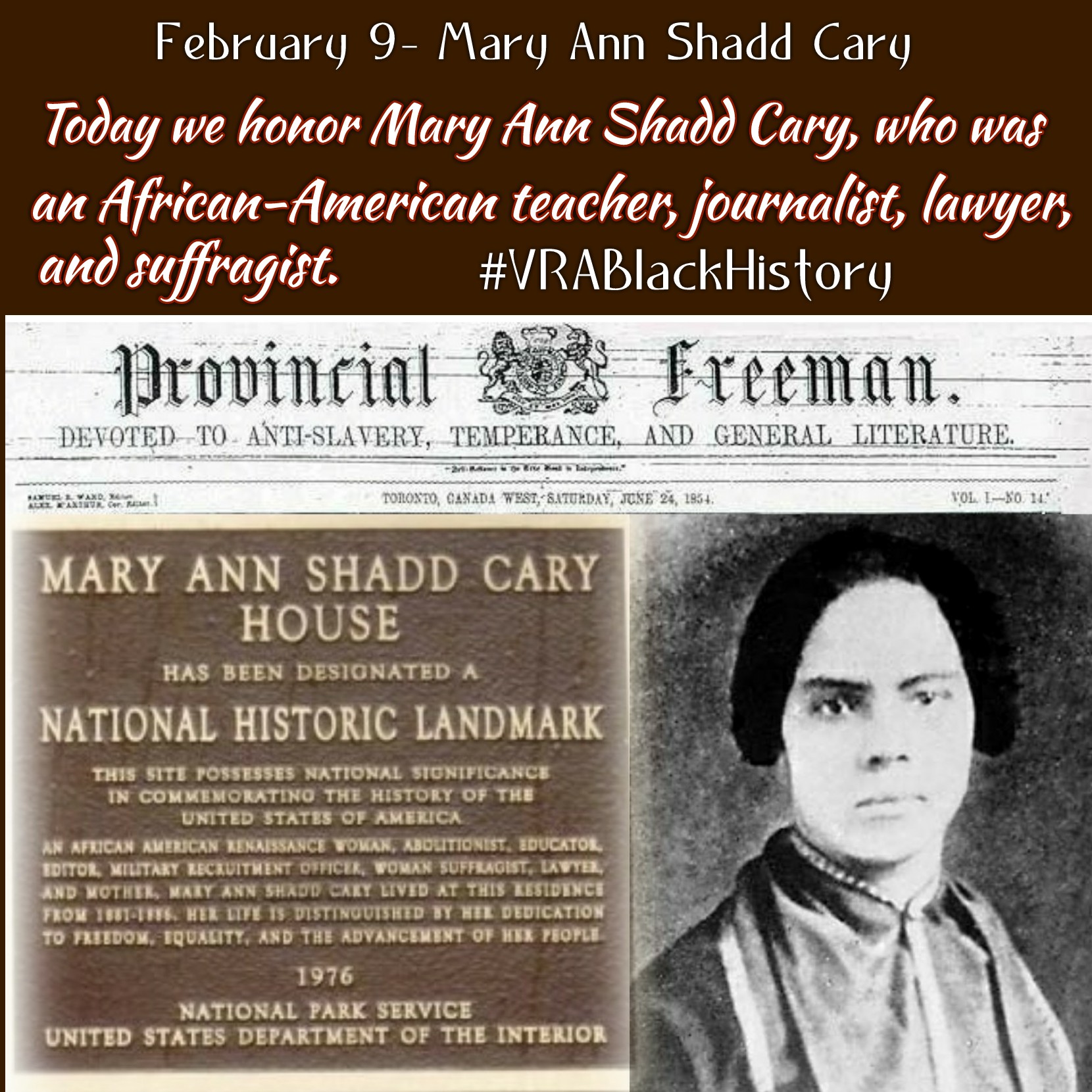 February, 9 2017- Mary Ann Shadd Cary (1823-1893) #VRABlackHistory ...