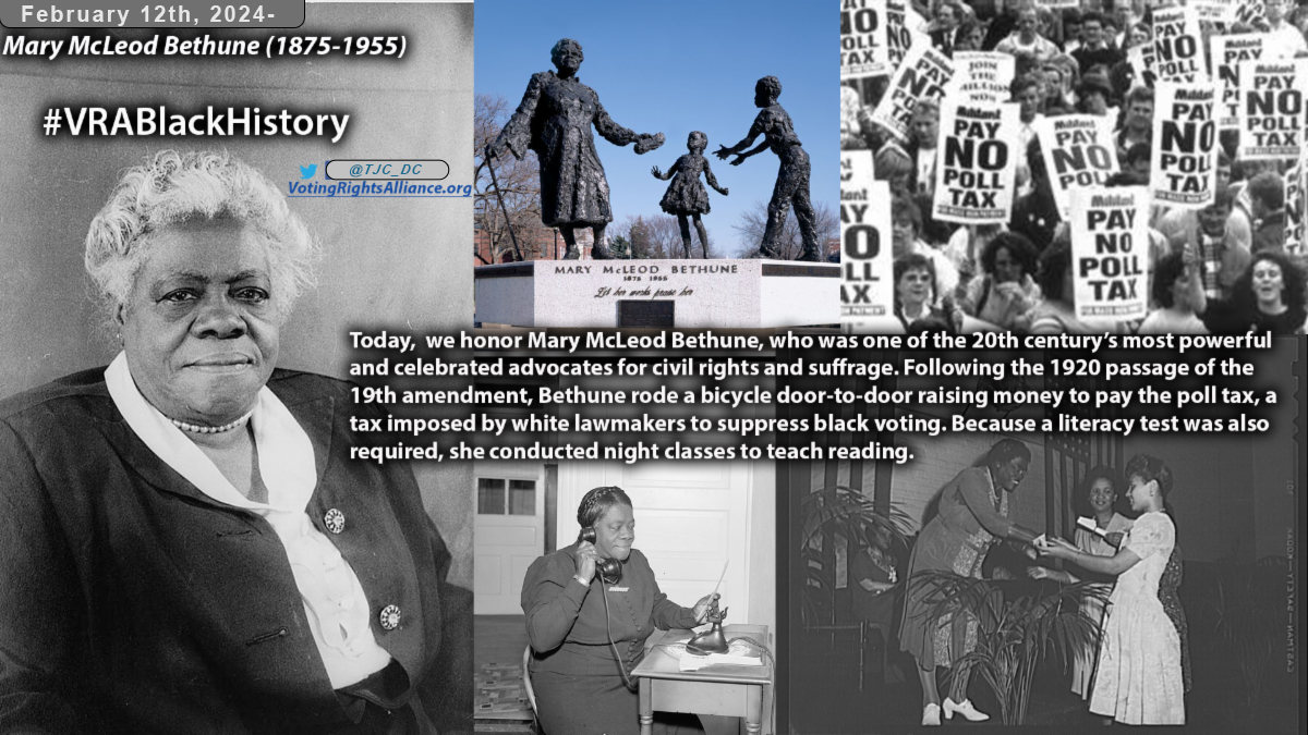 Feb. 12th, 2024- Mary McLeod Bethune (1875-1955) #VRABlackHistory 2024