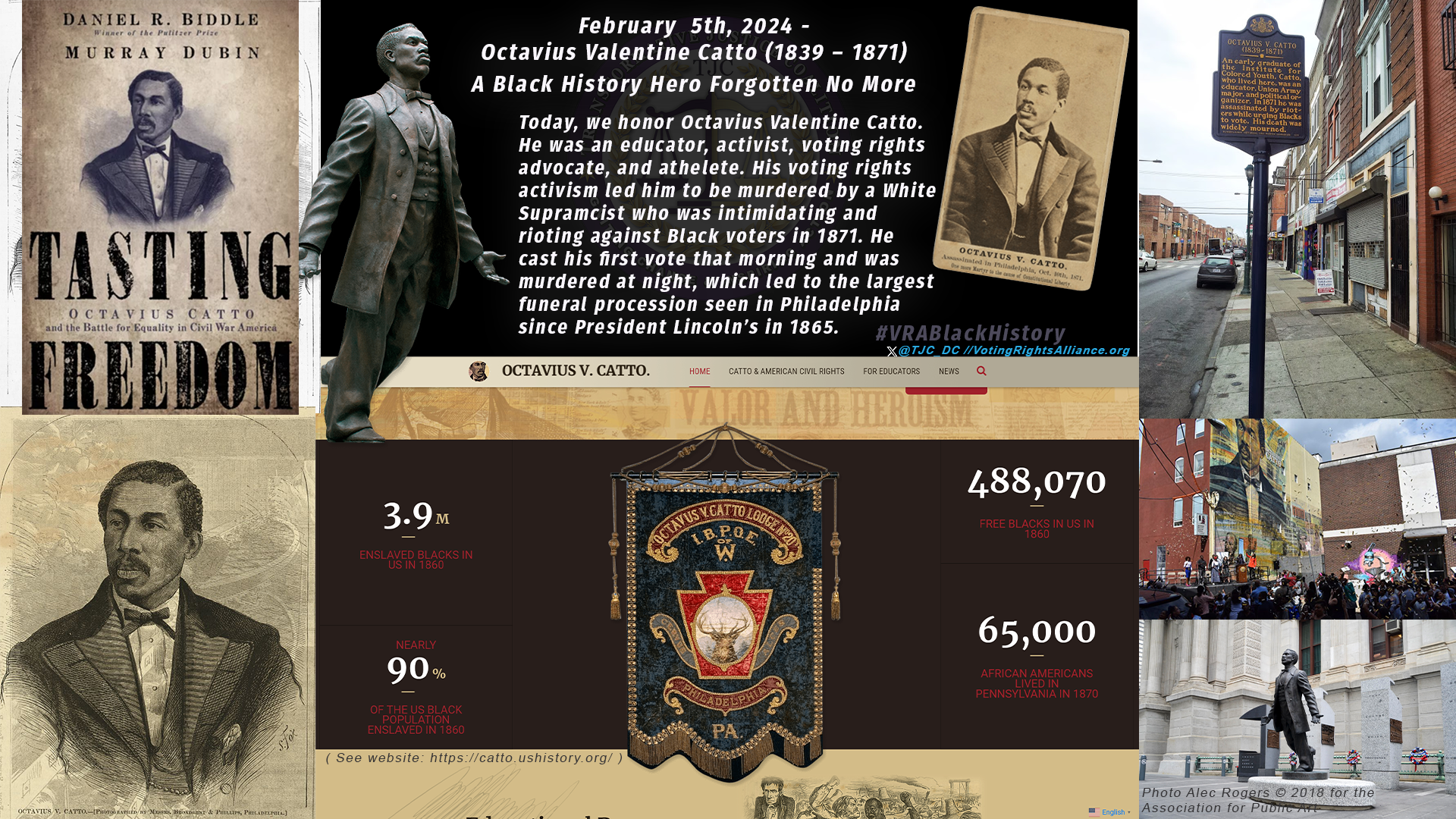 Feb. 5th 2024- Octavius Valentine Catto (1839 – 1871): A Black History Hero Forgotten No More, NEW #VRABlackHistory 2024
