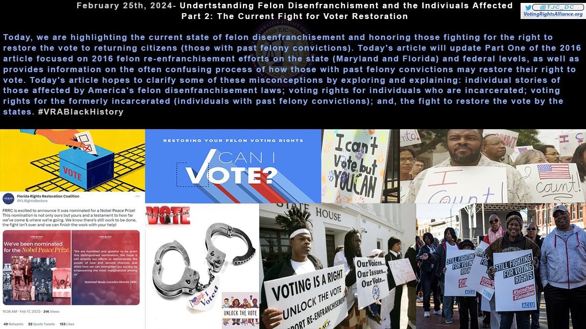 February 25, 2024- Understanding Felon Disenfranchisement Laws & The Individuals Affected, Part 2: The Current Fight for Voter Restoration